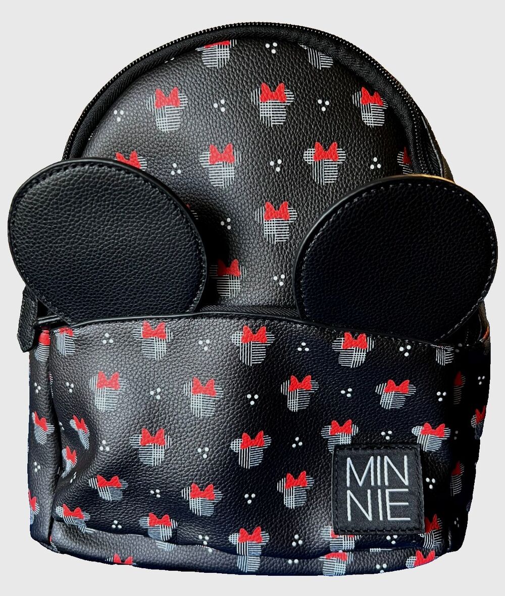 Disney Minnie Mouse Mini Backpack with 3D Ears and Iconic Red Bows NWT